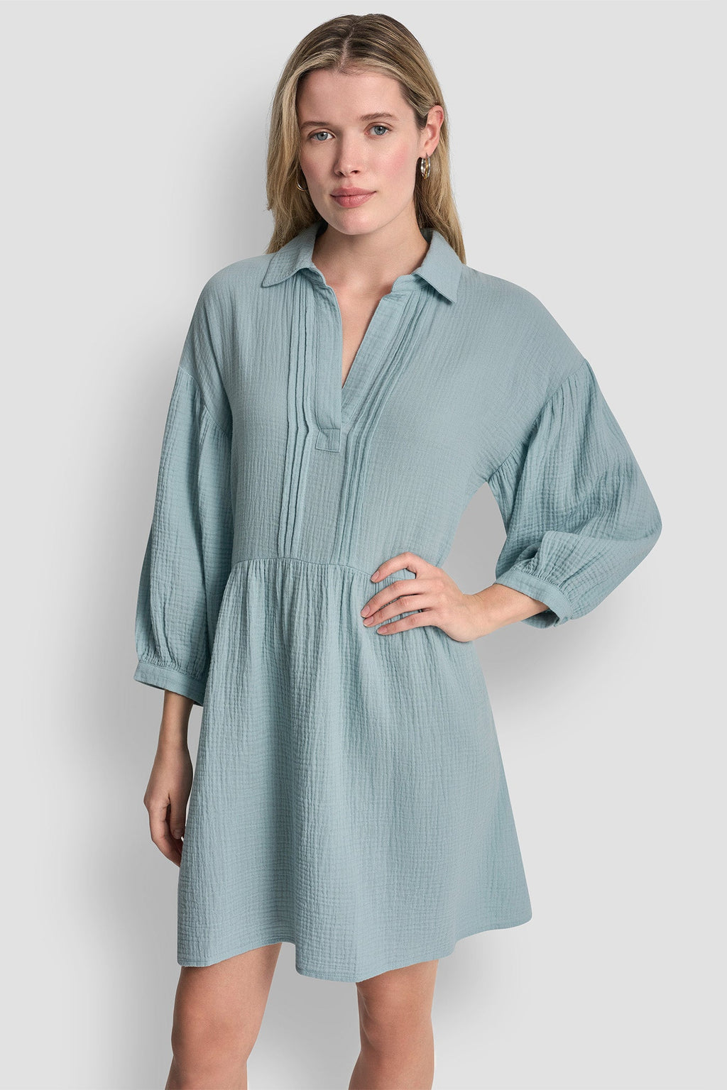 GAUZE V-NECK DRESS