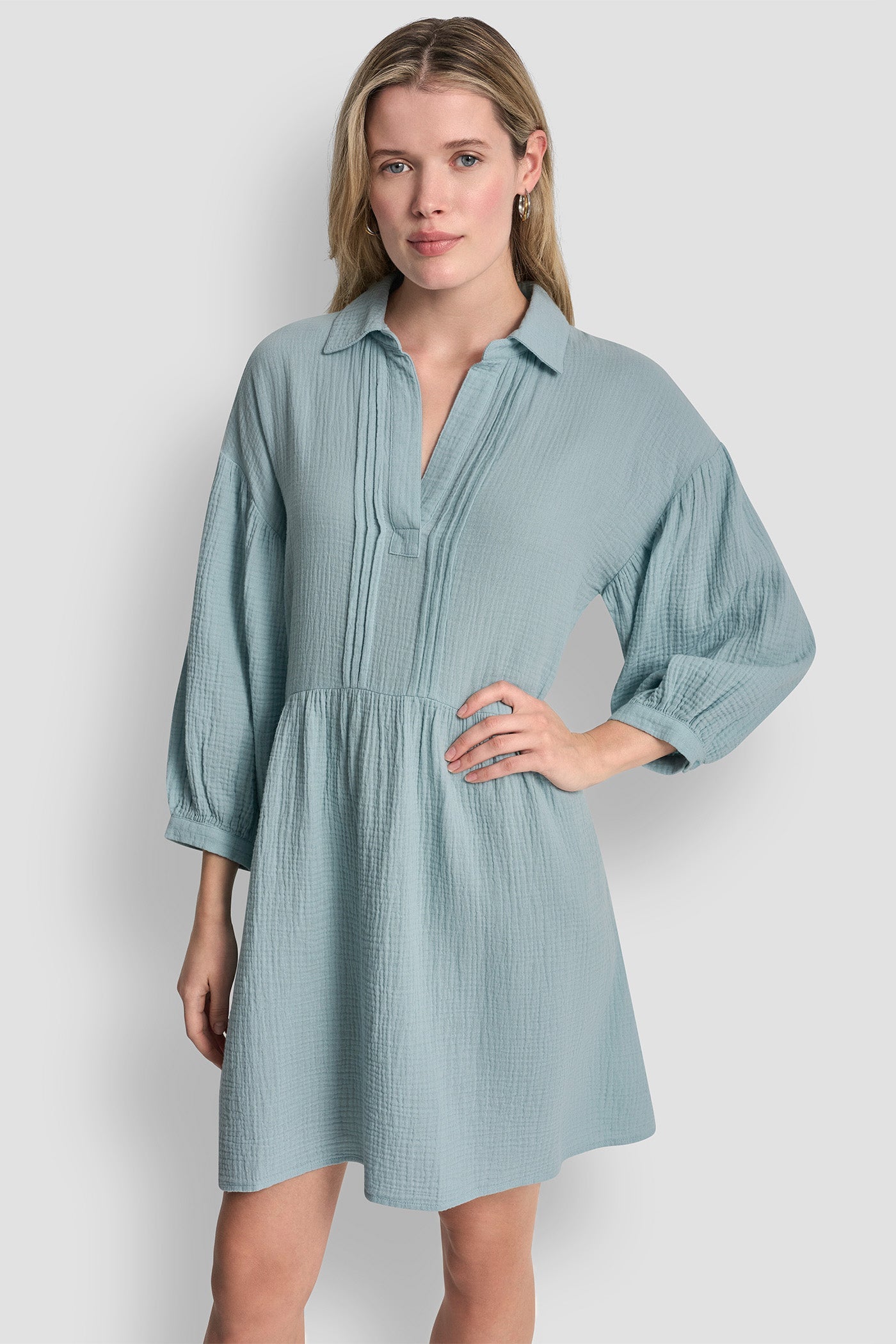 GAUZE V-NECK DRESS