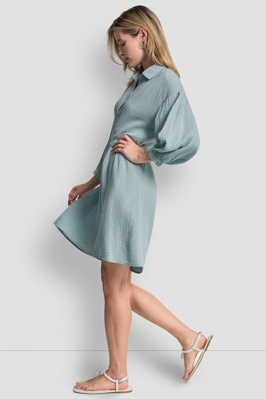 GAUZE V-NECK DRESS