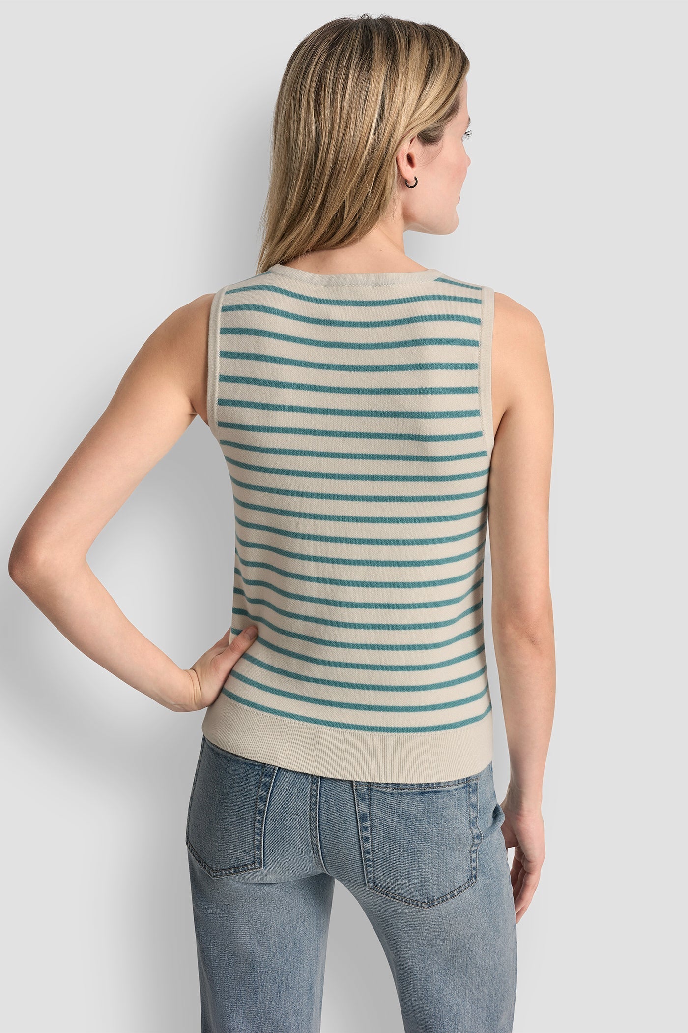 SLEEVELESS STRIPED SWEATER