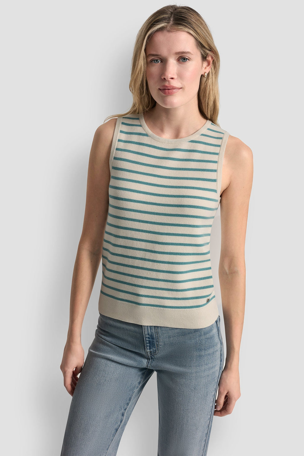 SLEEVELESS STRIPED SWEATER