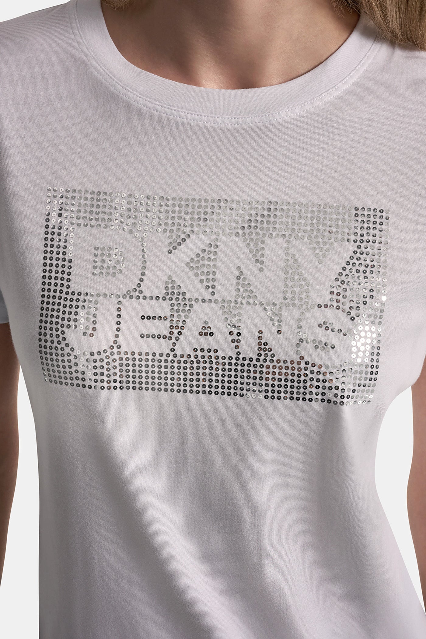 DKNY JEANS STACK LOGO RHINESTONE TEE
