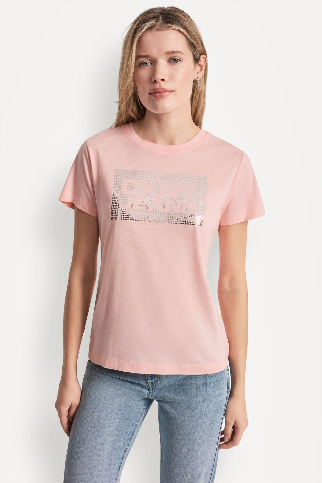 DKNY JEANS STACK LOGO RHINESTONE TEE