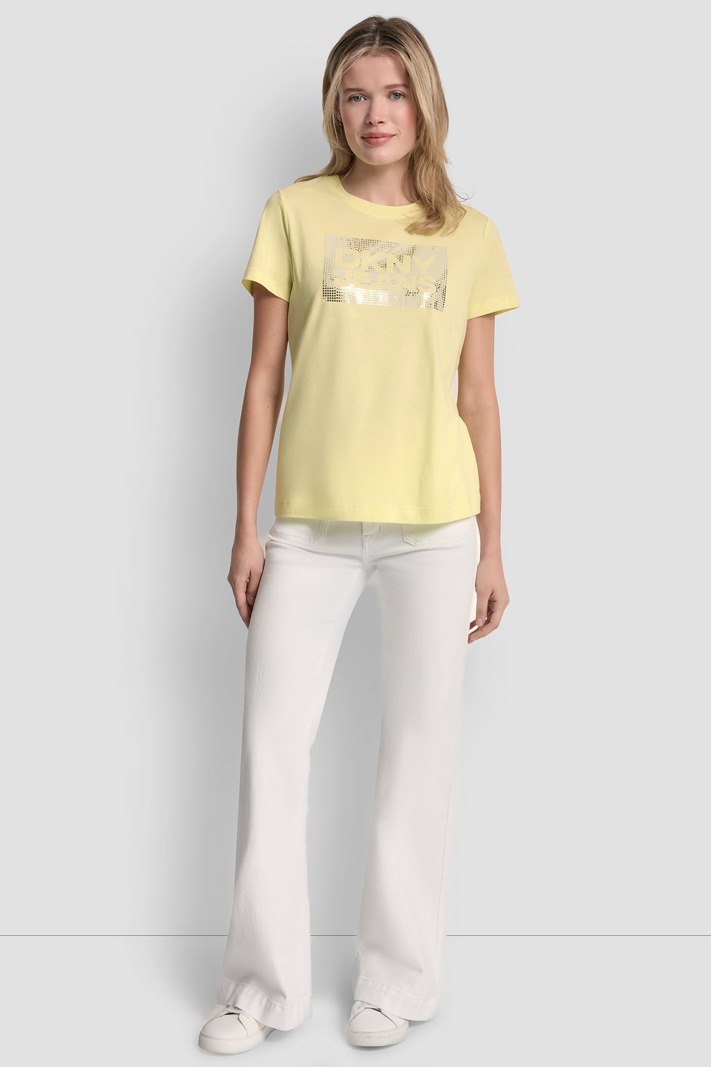 DKNY JEANS STACK LOGO RHINESTONE TEE