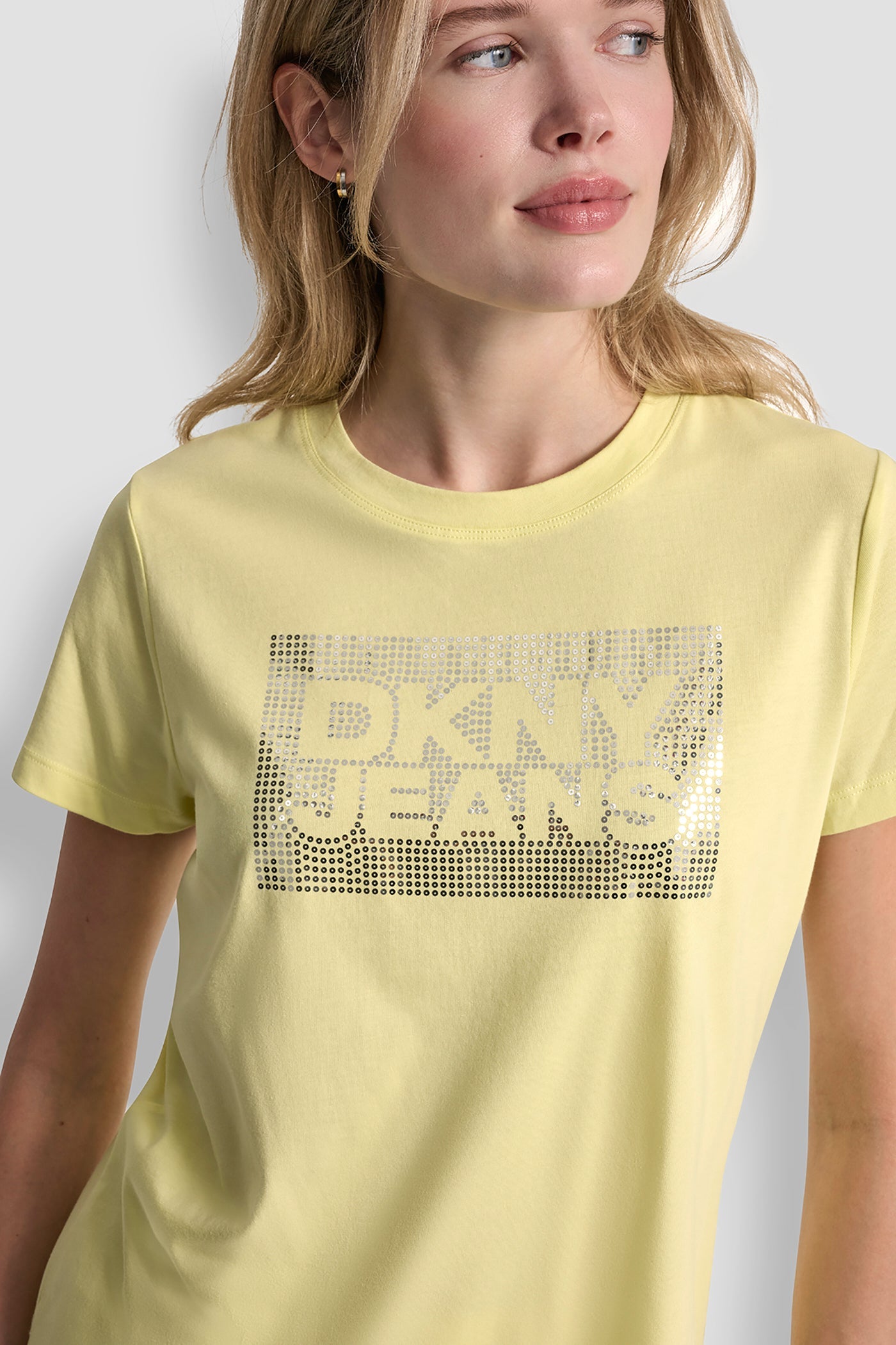 DKNY JEANS STACK LOGO RHINESTONE TEE