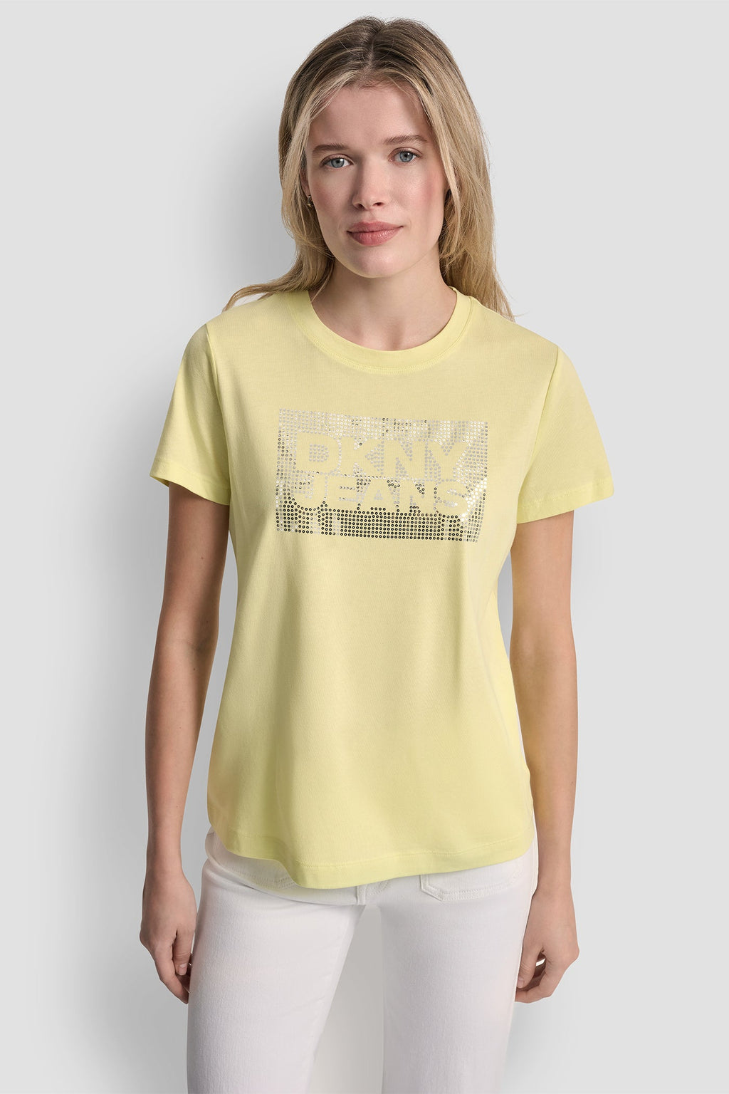 DKNY JEANS STACK LOGO RHINESTONE TEE