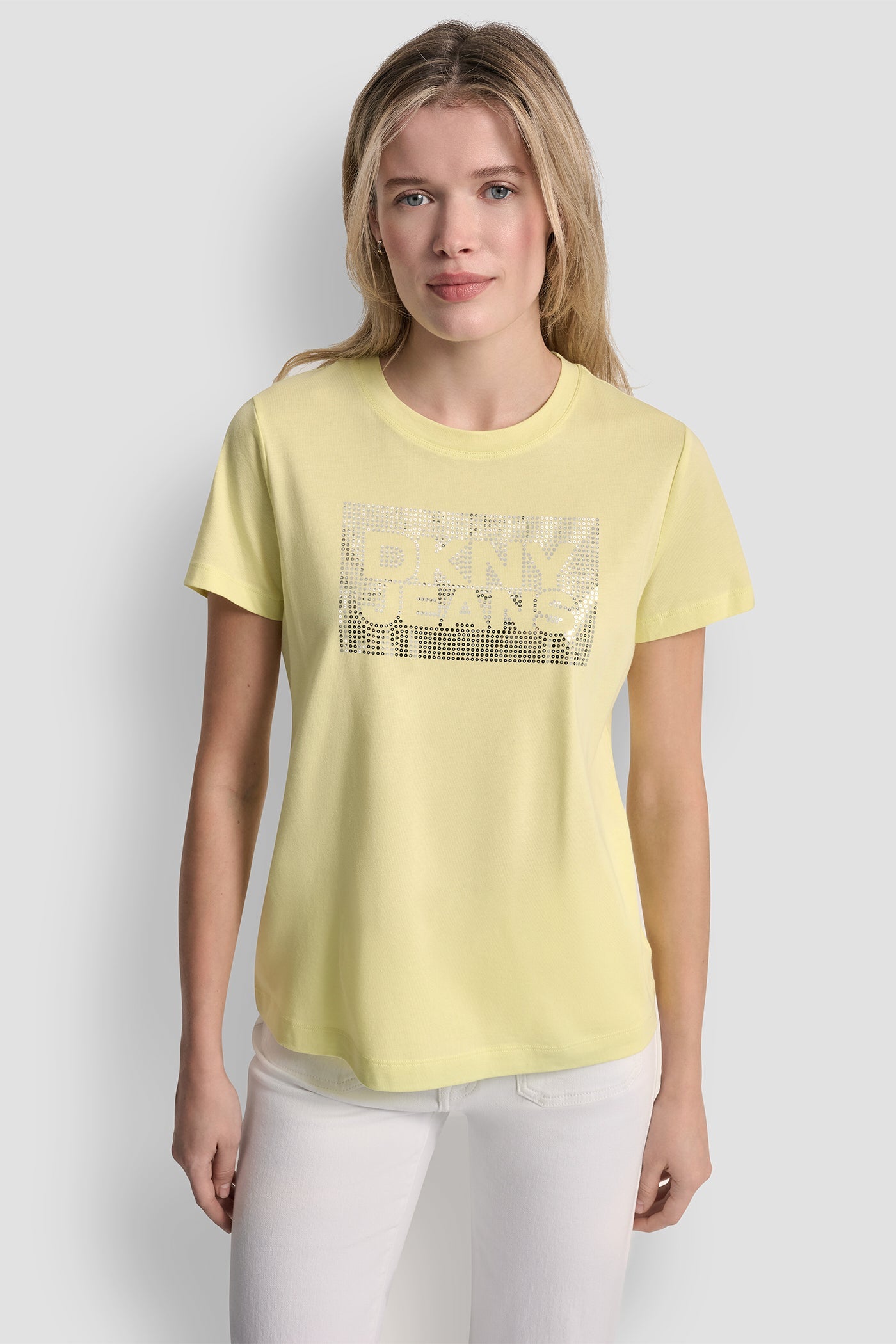 DKNY JEANS STACK LOGO RHINESTONE TEE