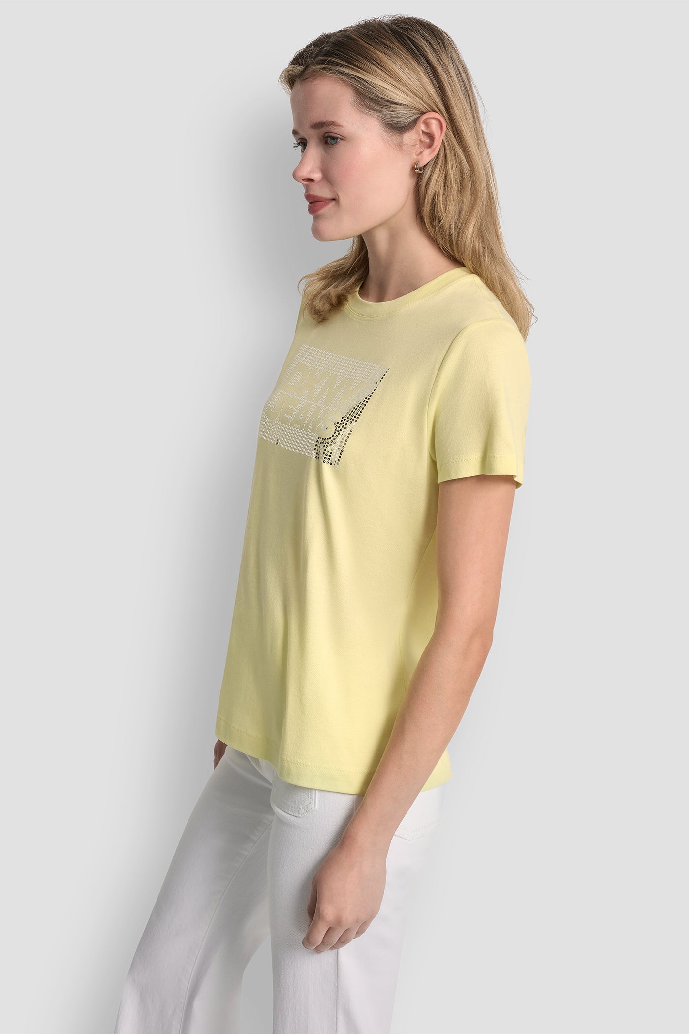 DKNY JEANS STACK LOGO RHINESTONE TEE