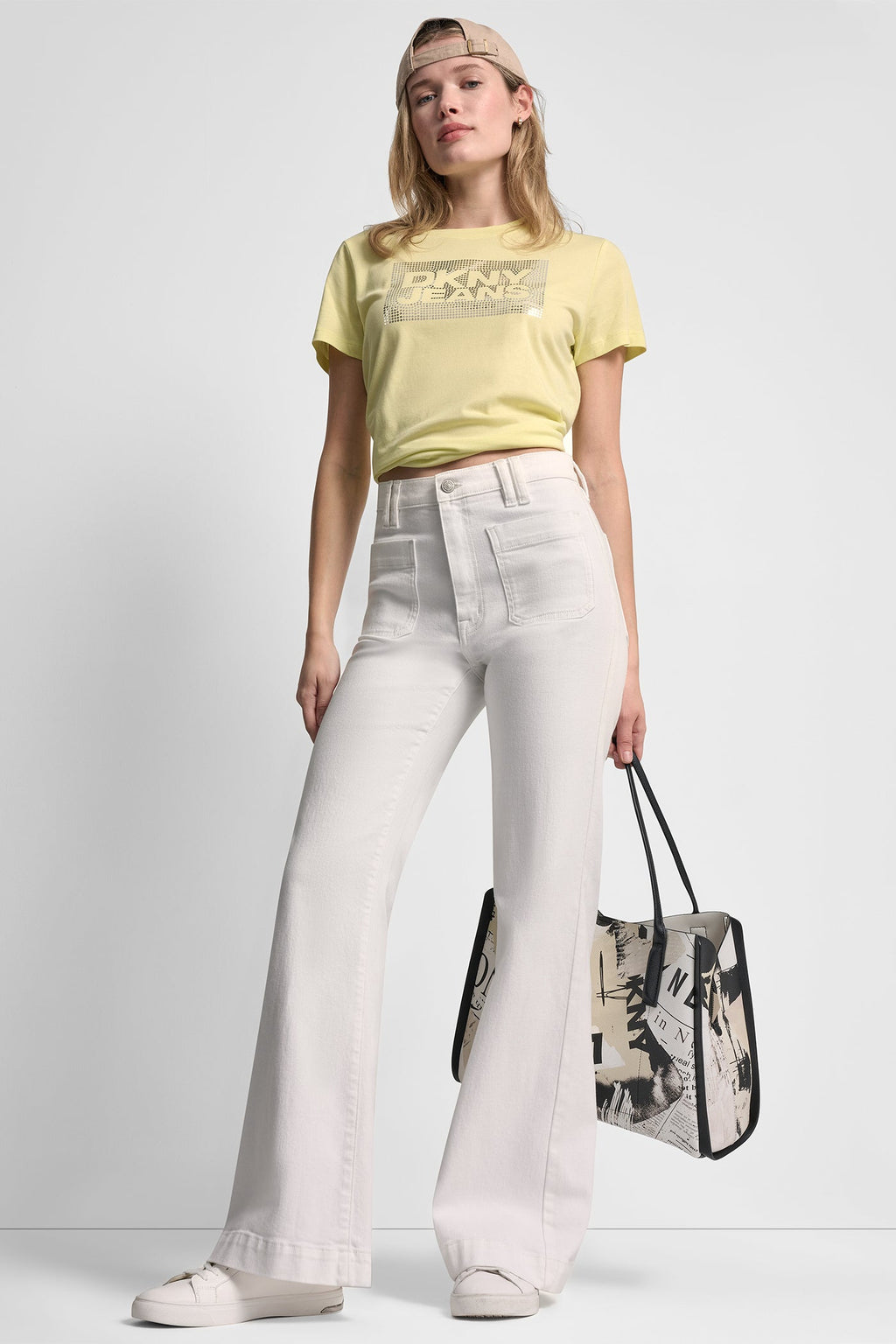 DKNY JEANS STACK LOGO RHINESTONE TEE