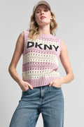 STRIPED POINTELLE STITCH SWEATER