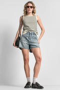 SLEEVELESS STRIPED SWEATER