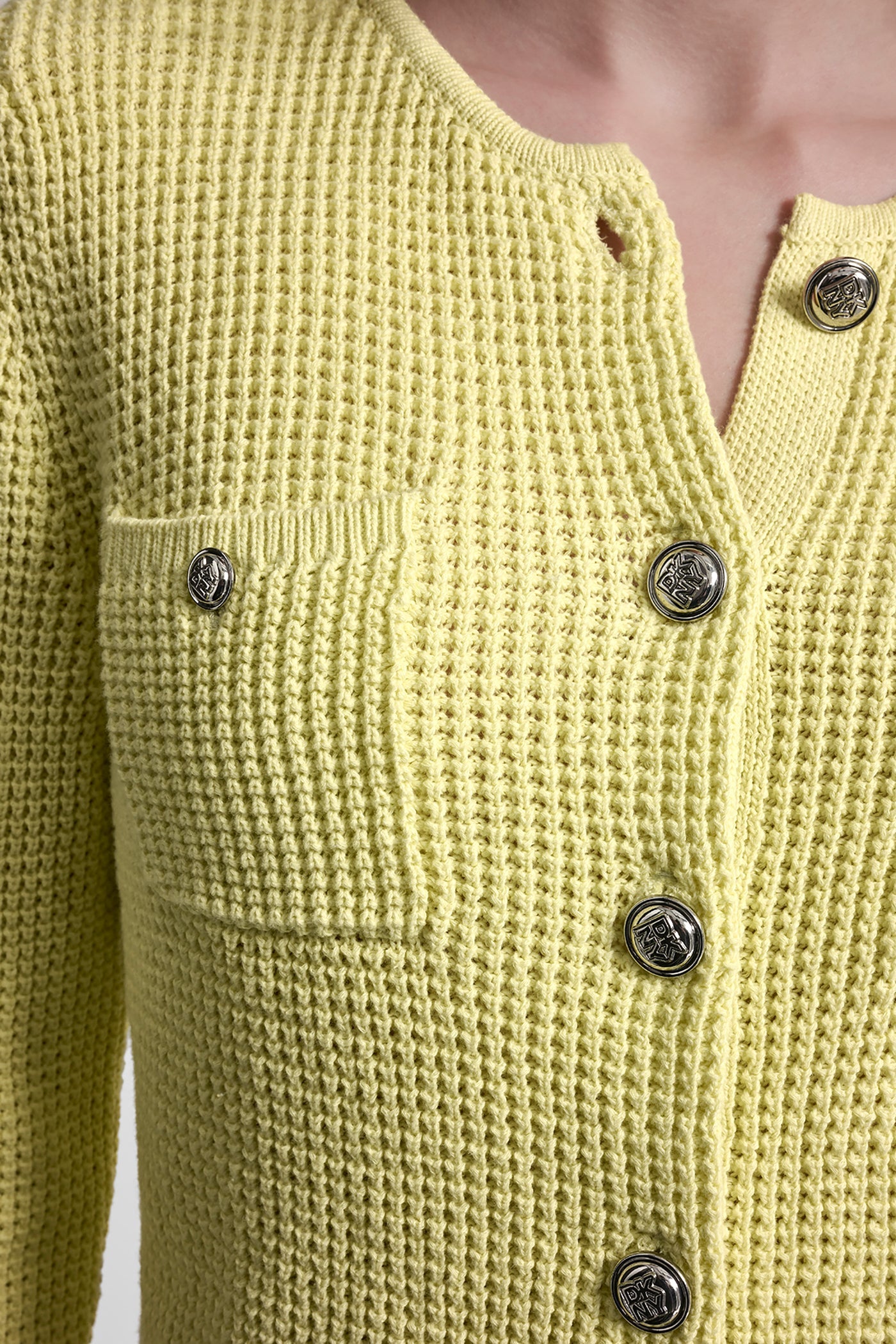 TUCK STITCH CREW NECK CARDIGAN