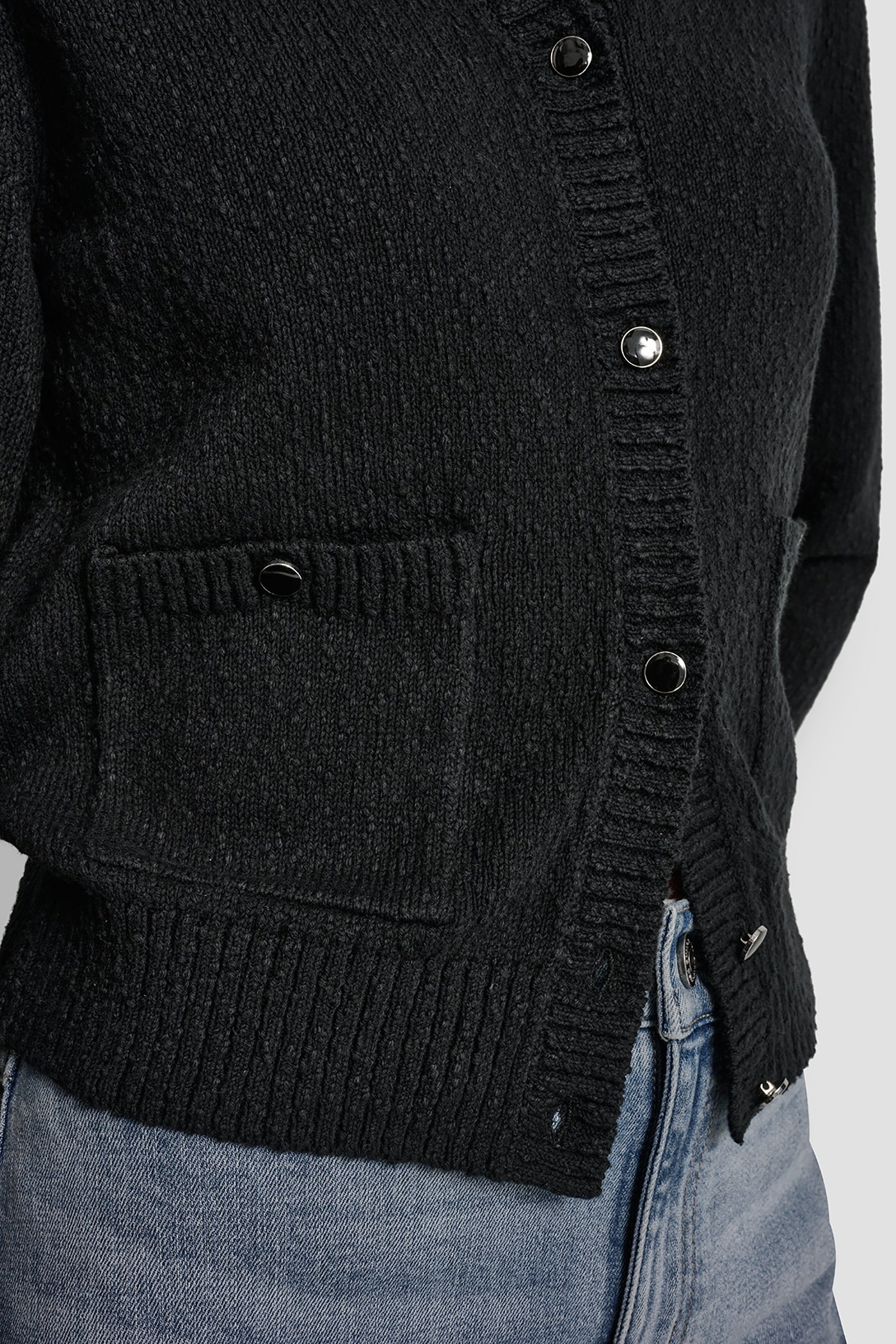CREW NECK CARDIGAN WITH PATCH POCKETS