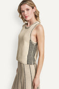 SLEEVELESS SWEATER WITH STRIPED DETAIL