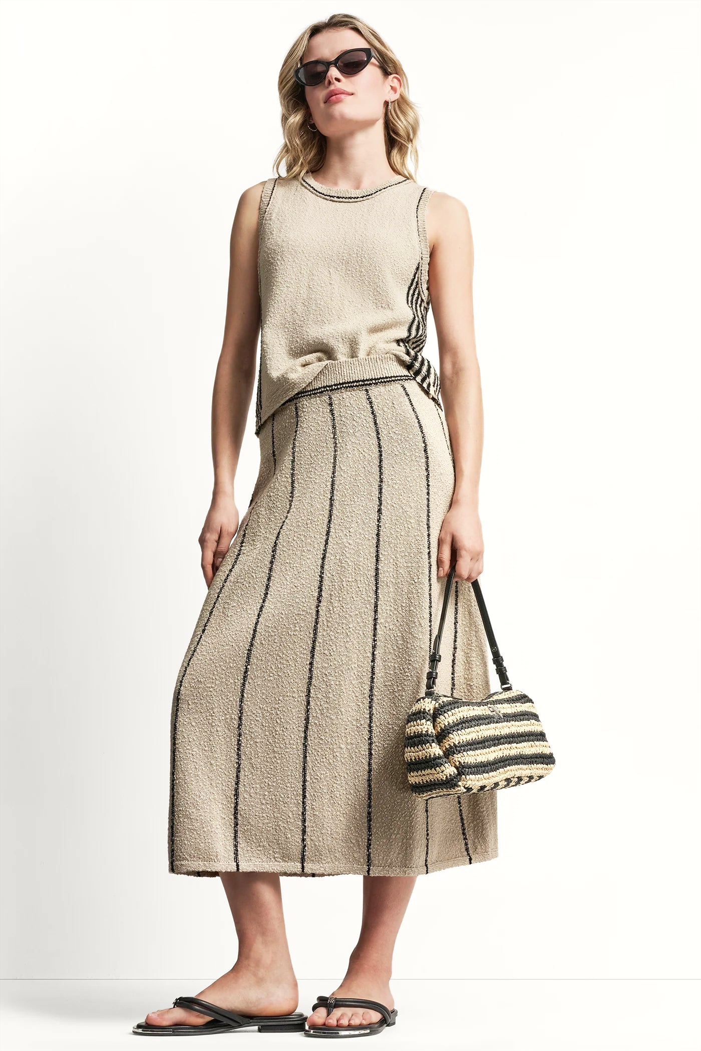 PULL-ON MAXI SKIRT WITH STRIPE DETAIL