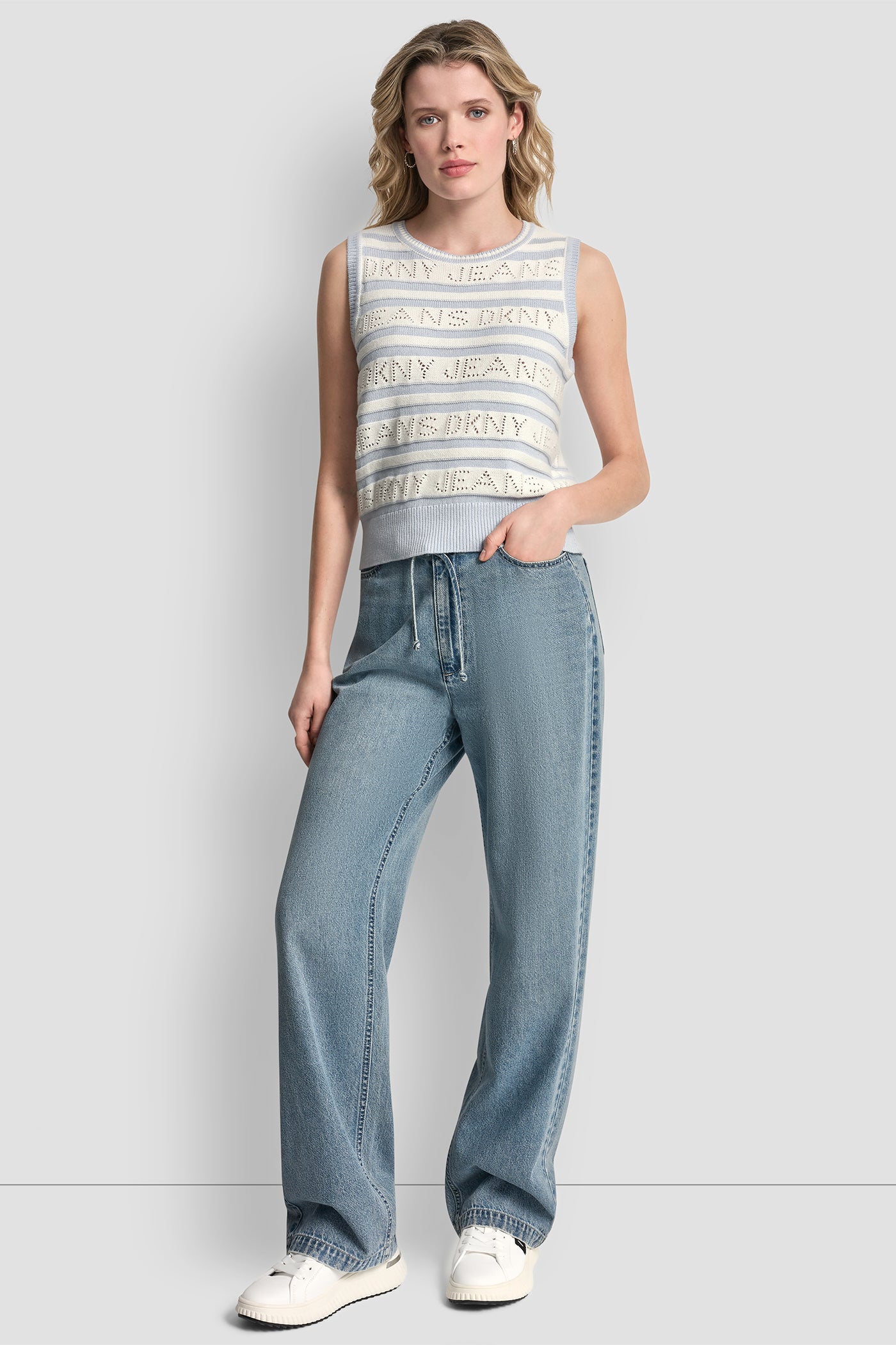 LOGO POINTELLE STRIPED SWEATER