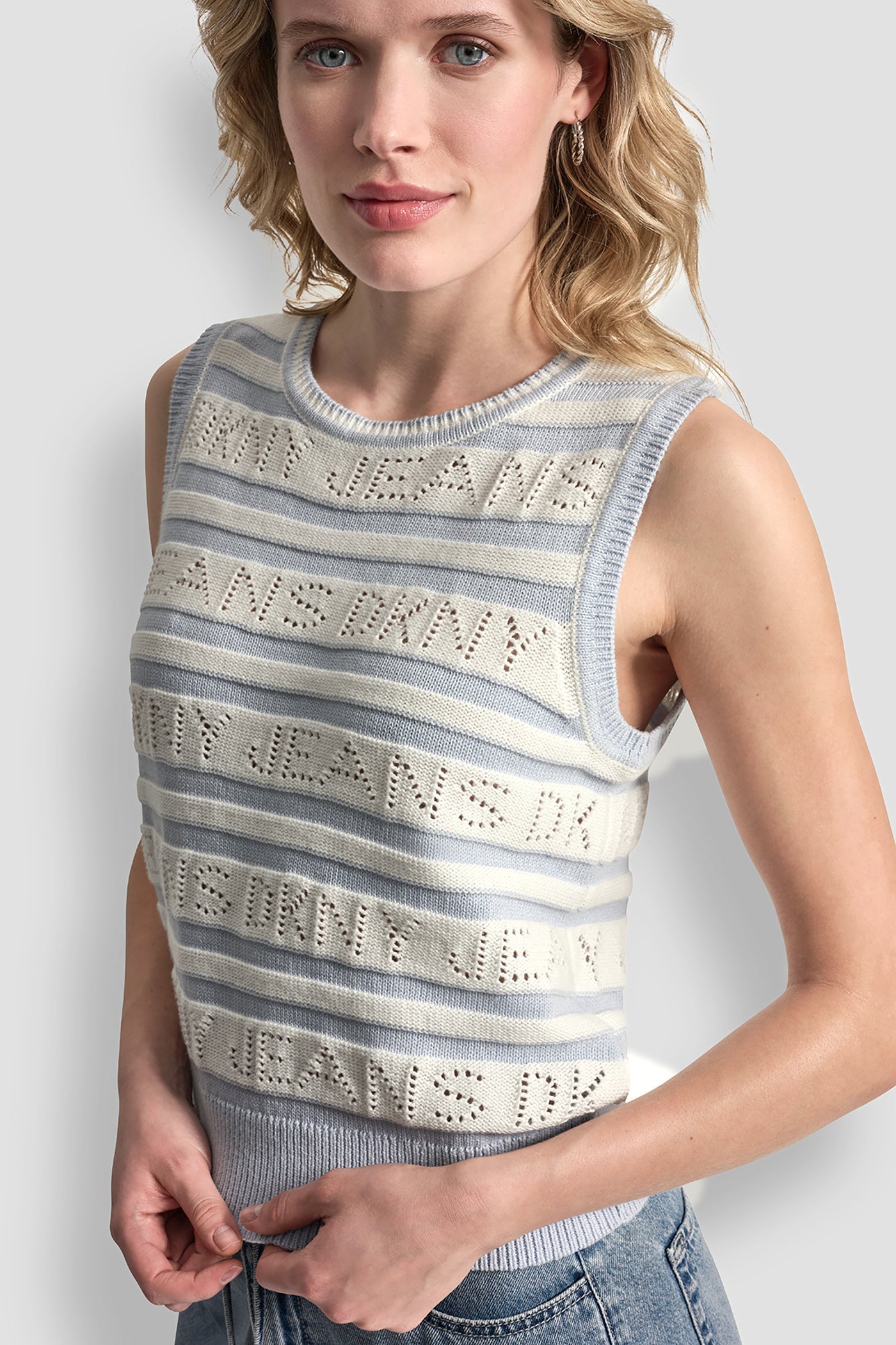 LOGO POINTELLE STRIPED SWEATER