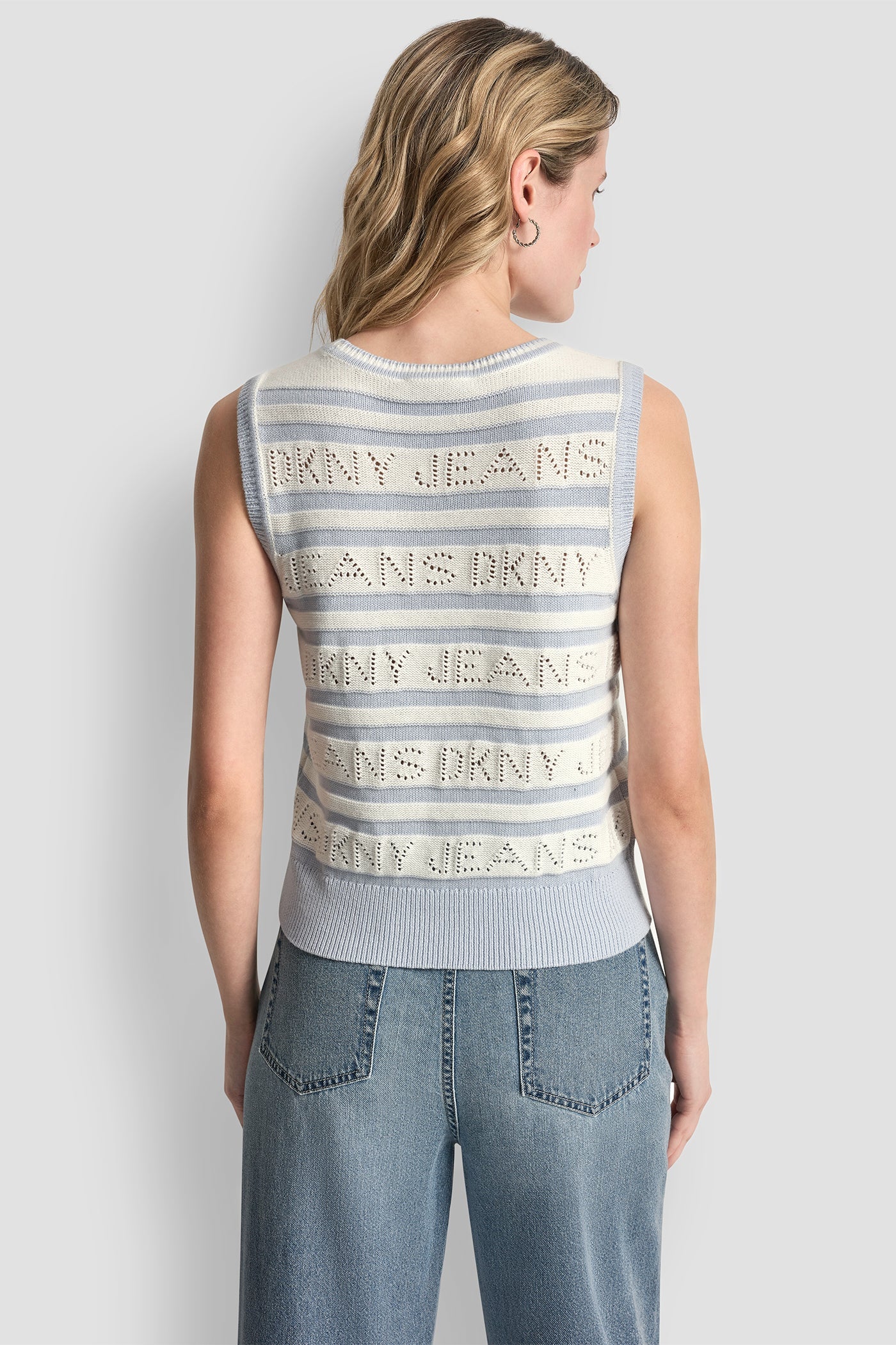 LOGO POINTELLE STRIPED SWEATER