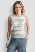 LOGO POINTELLE STRIPED SWEATER