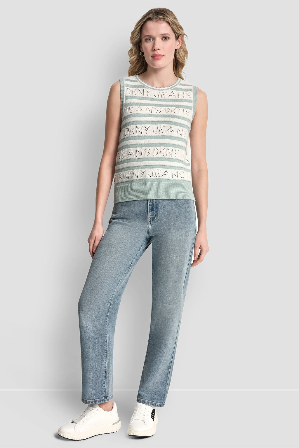 LOGO POINTELLE STRIPED SWEATER