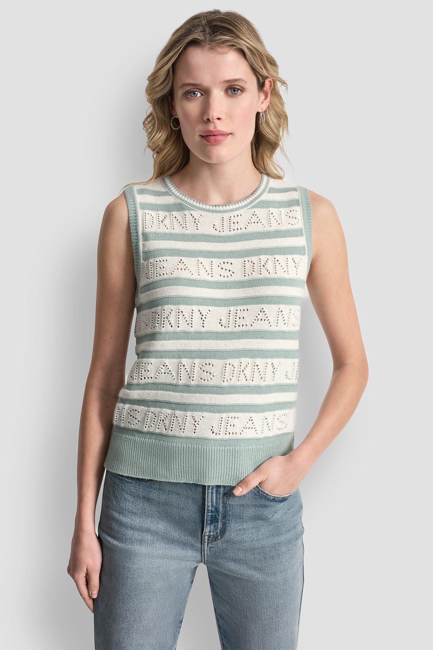 LOGO POINTELLE STRIPED SWEATER
