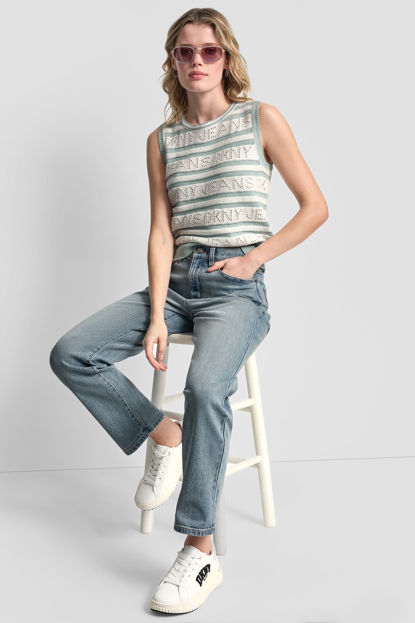 LOGO POINTELLE STRIPED SWEATER