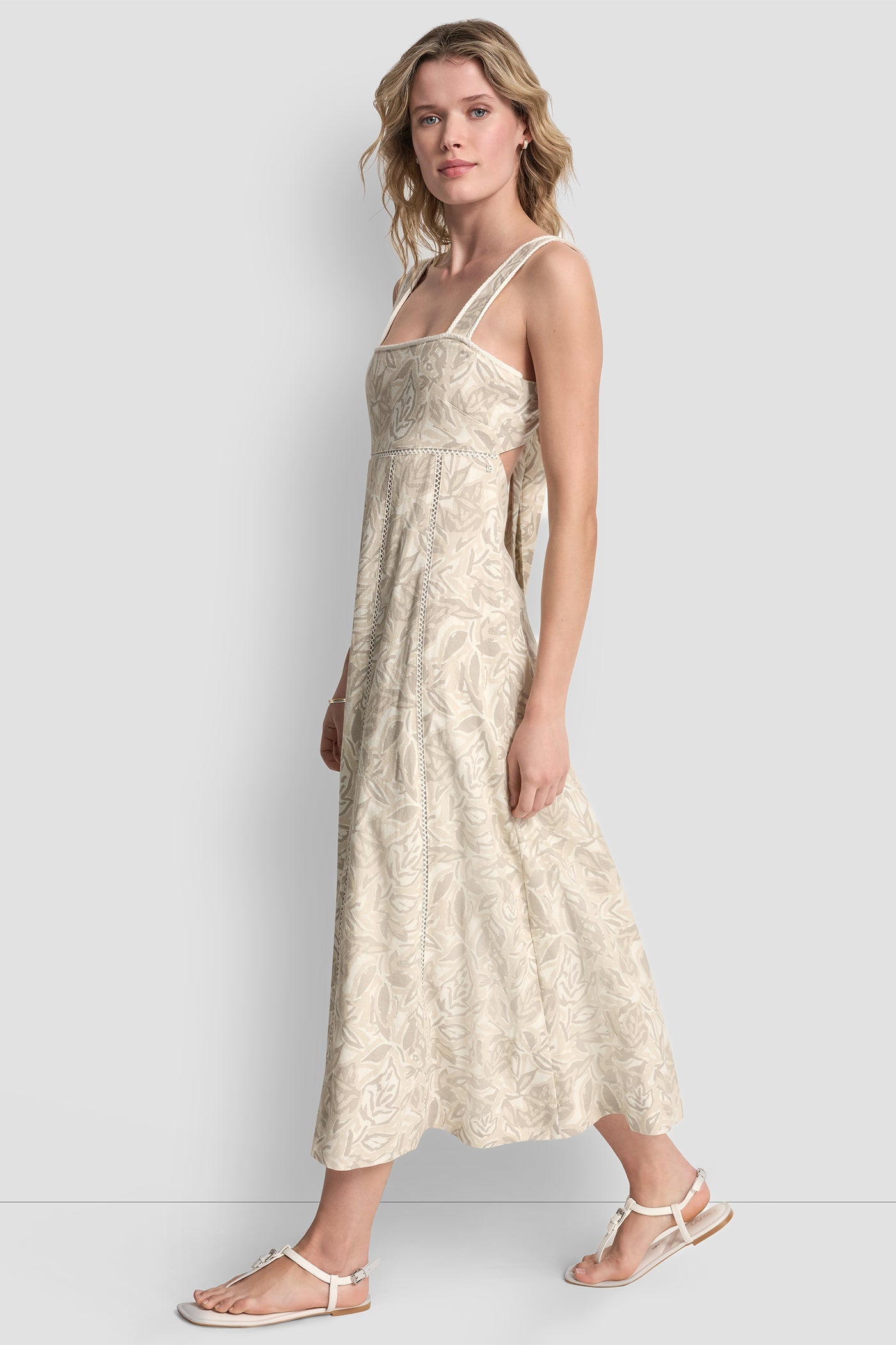 SEAMED TANK DRESS WITH TIE BACK