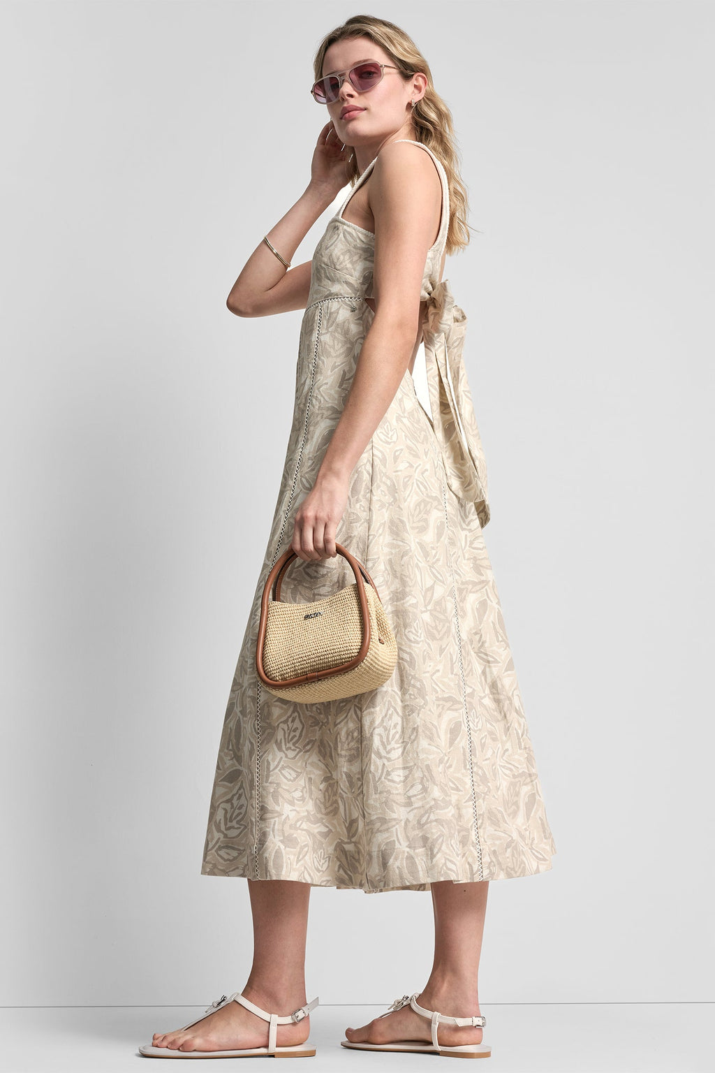 SEAMED TANK DRESS WITH TIE BACK