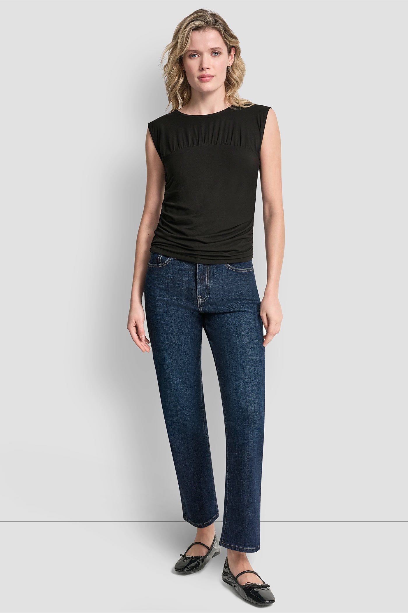 RUCHED BODICE SLEEVLESS TOP