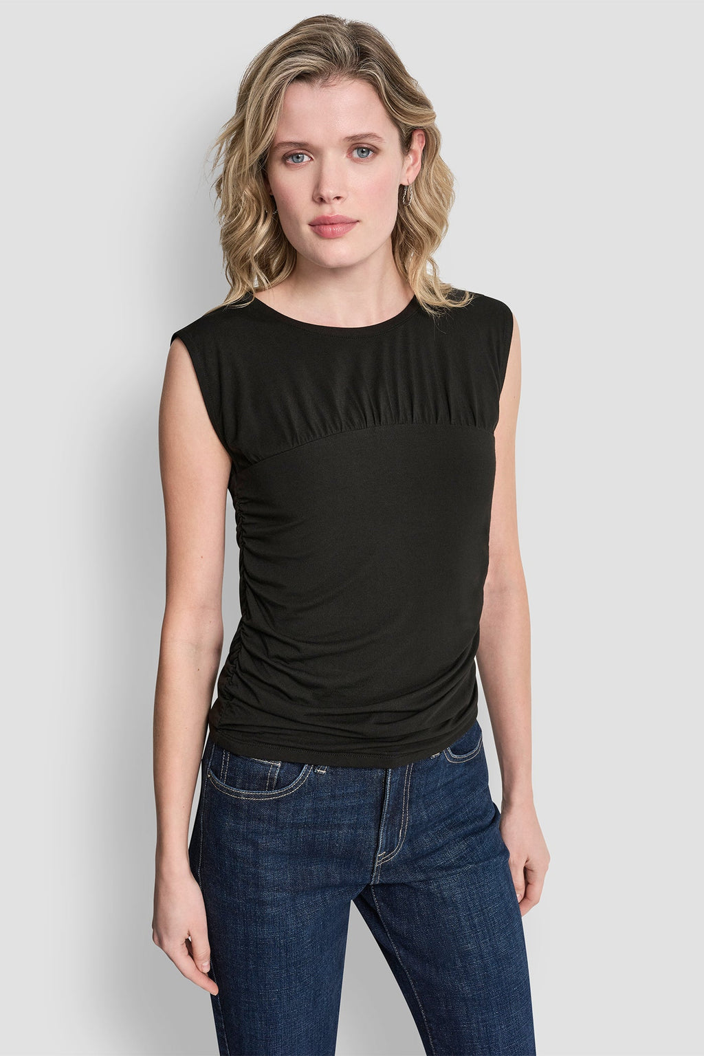 RUCHED BODICE SLEEVLESS TOP