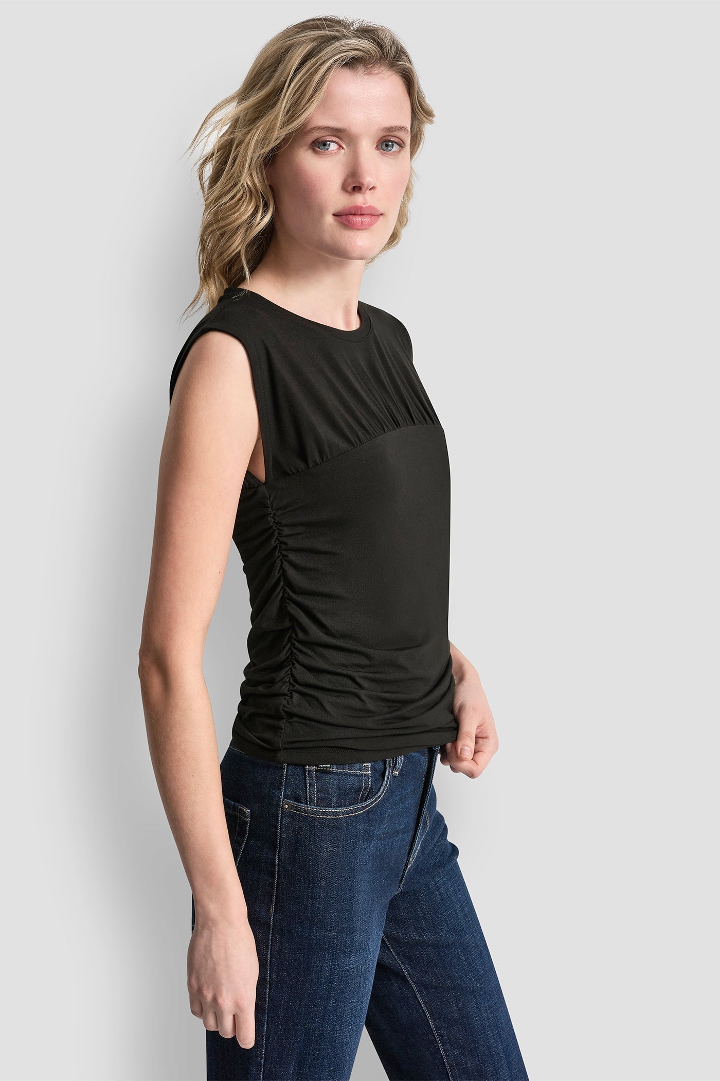 RUCHED BODICE SLEEVLESS TOP
