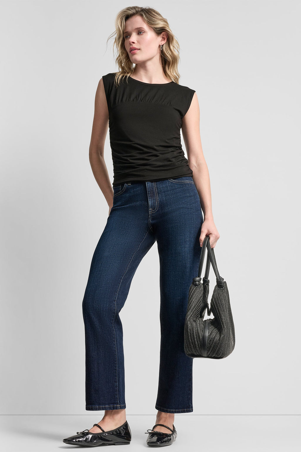 RUCHED BODICE SLEEVLESS TOP