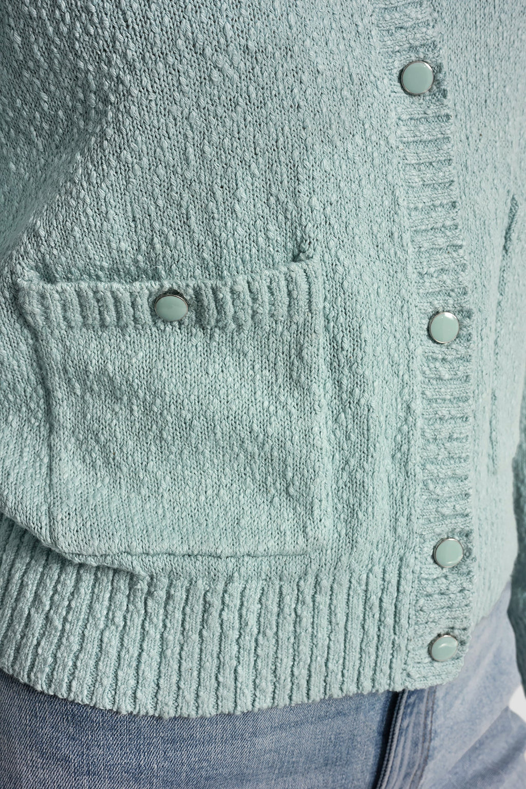 CREW NECK CARDIGAN WITH PATCH POCKETS