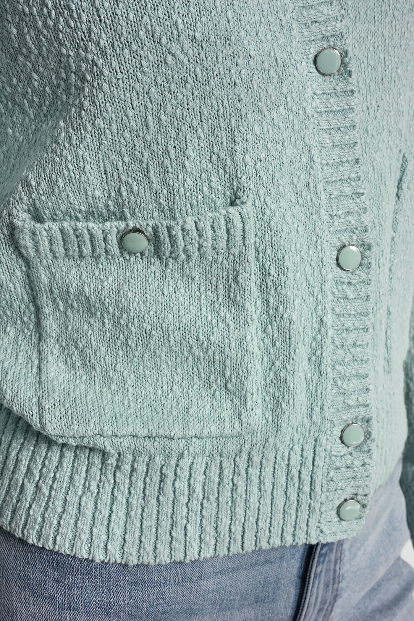CREW NECK CARDIGAN WITH PATCH POCKETS