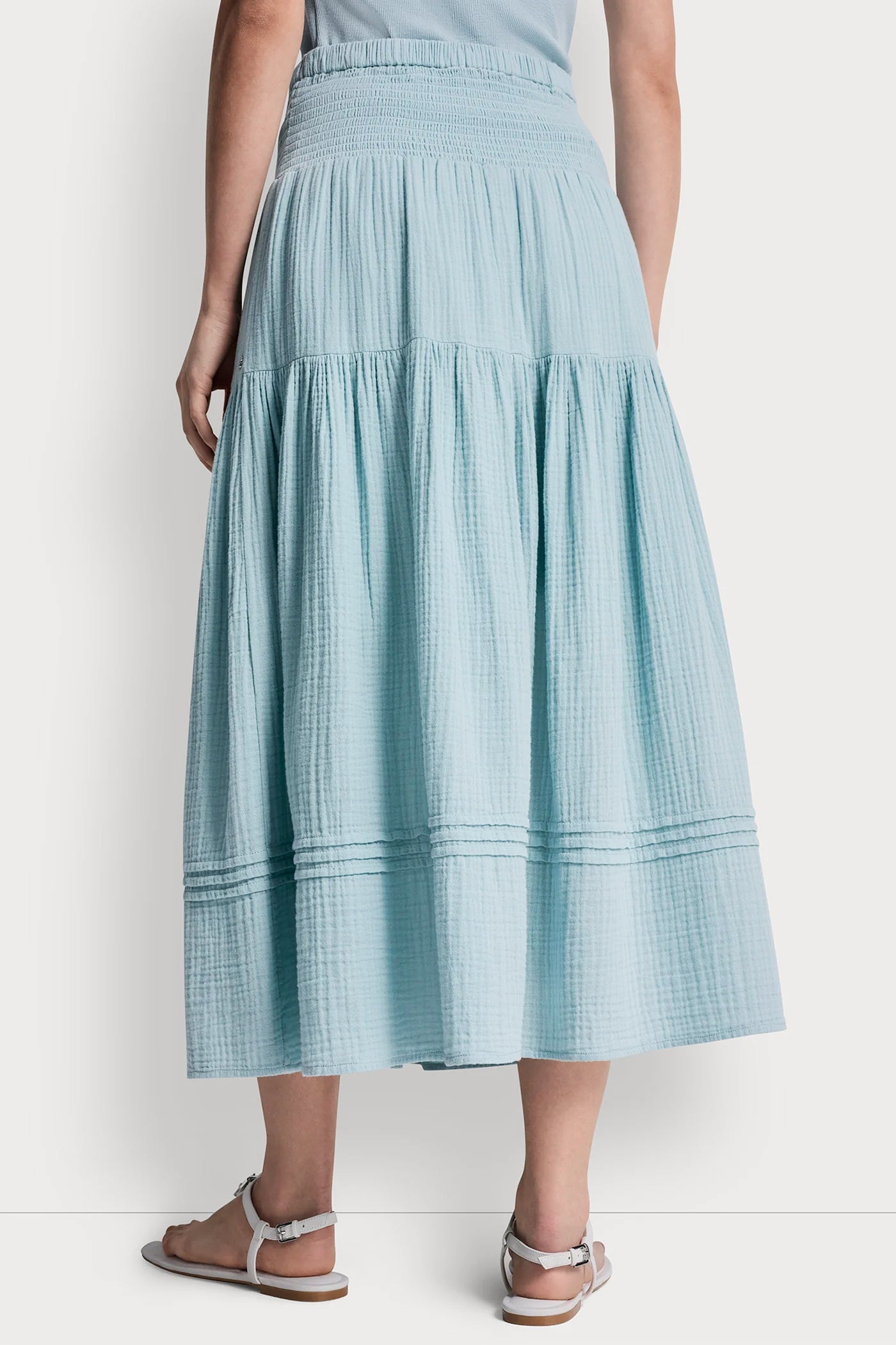 SMOCKED WAIST MAXI TIERED SKIRT