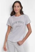 DKNY RHINESTONE STUD LOGO TEE
