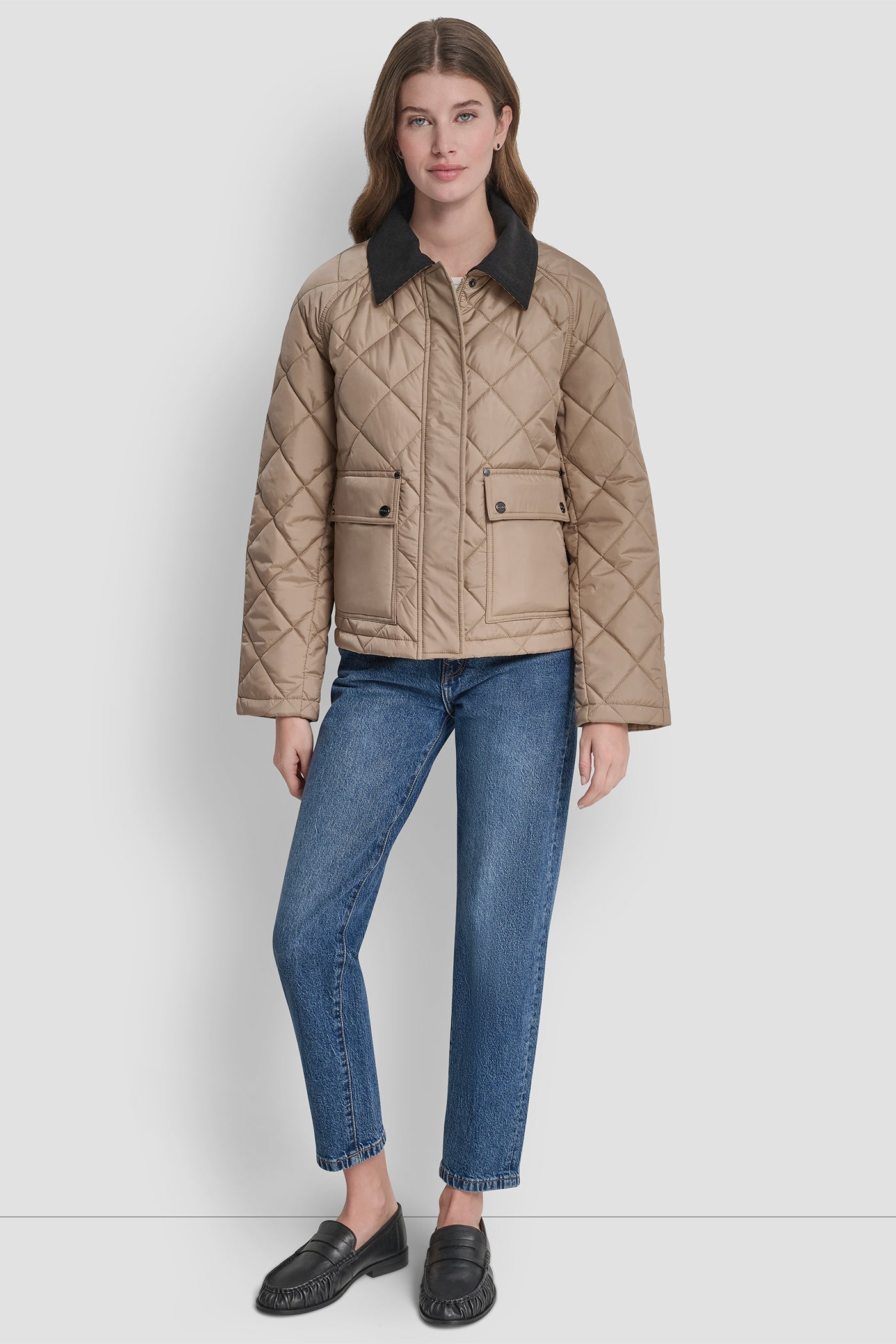 QULITED JACKET WITH CONTRAST COLLAR