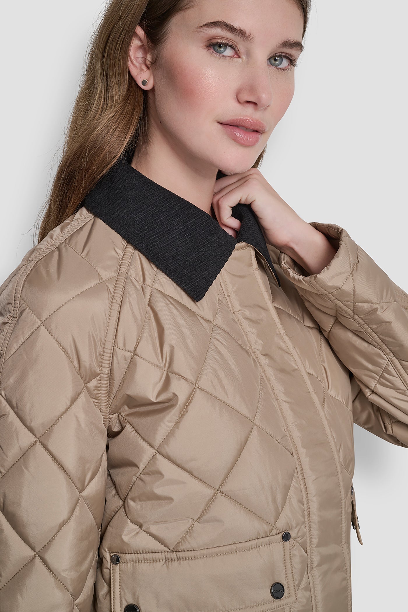 QULITED JACKET WITH CONTRAST COLLAR