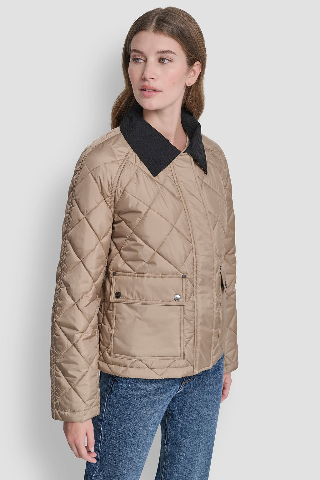 QULITED JACKET WITH CONTRAST COLLAR