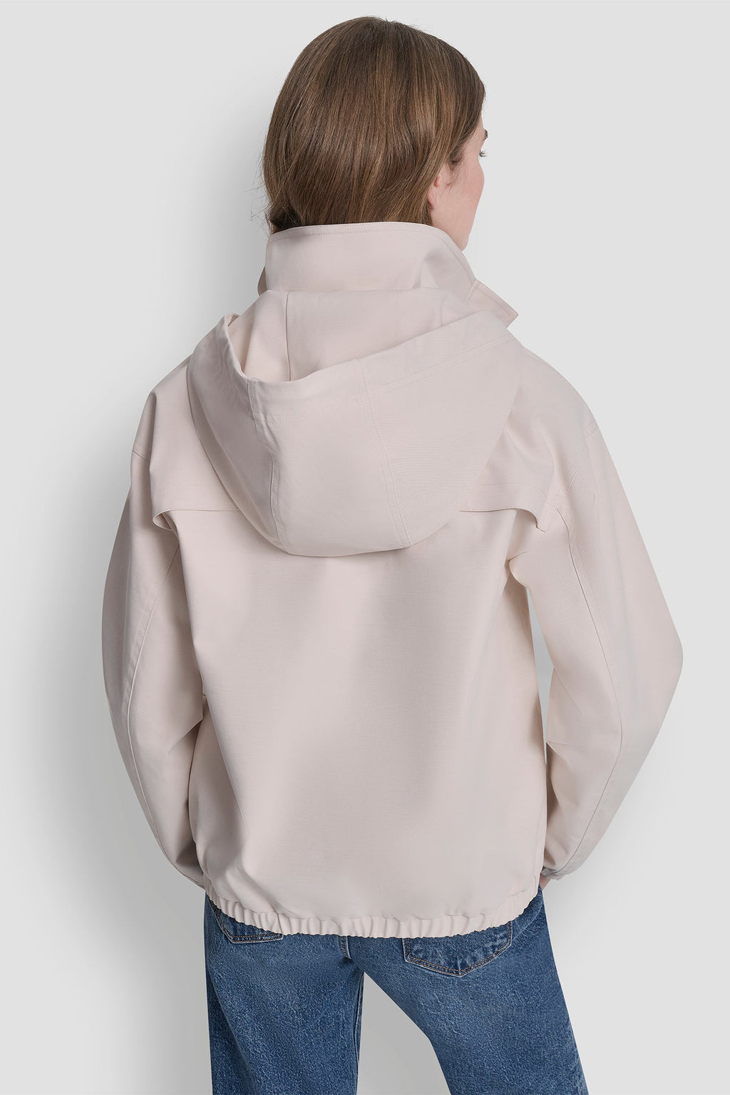 HIGH COLLAR BOMBER JACKET WITH HOOD