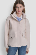 HIGH COLLAR BOMBER JACKET WITH HOOD