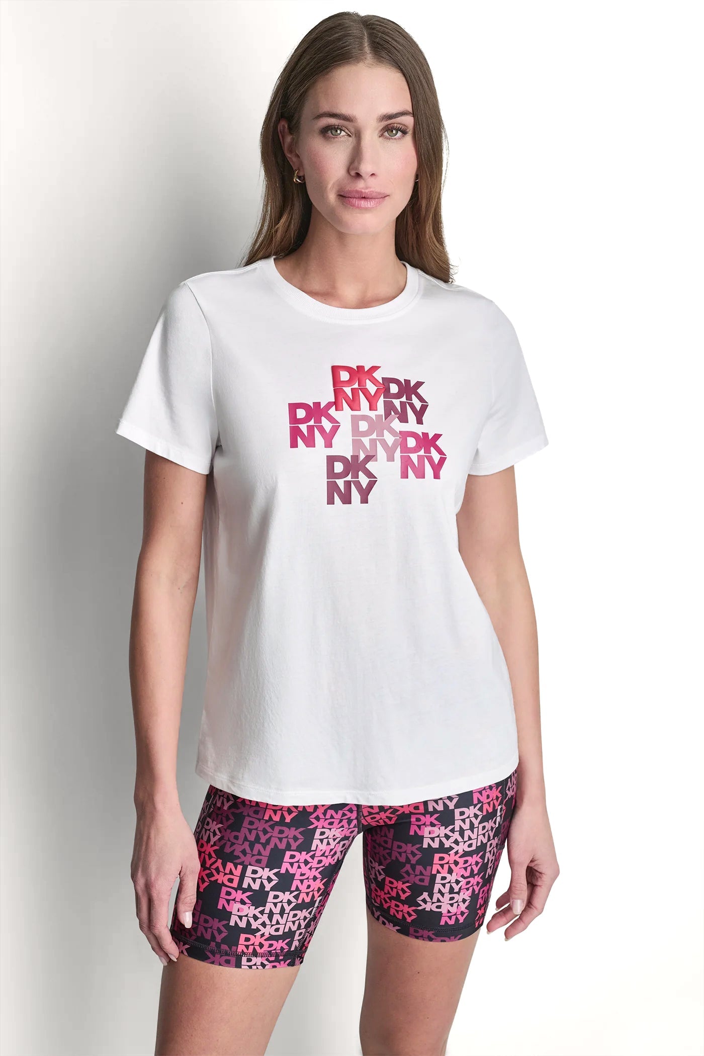 DKNY CAMO MIXED MEDIA LOGO TEE