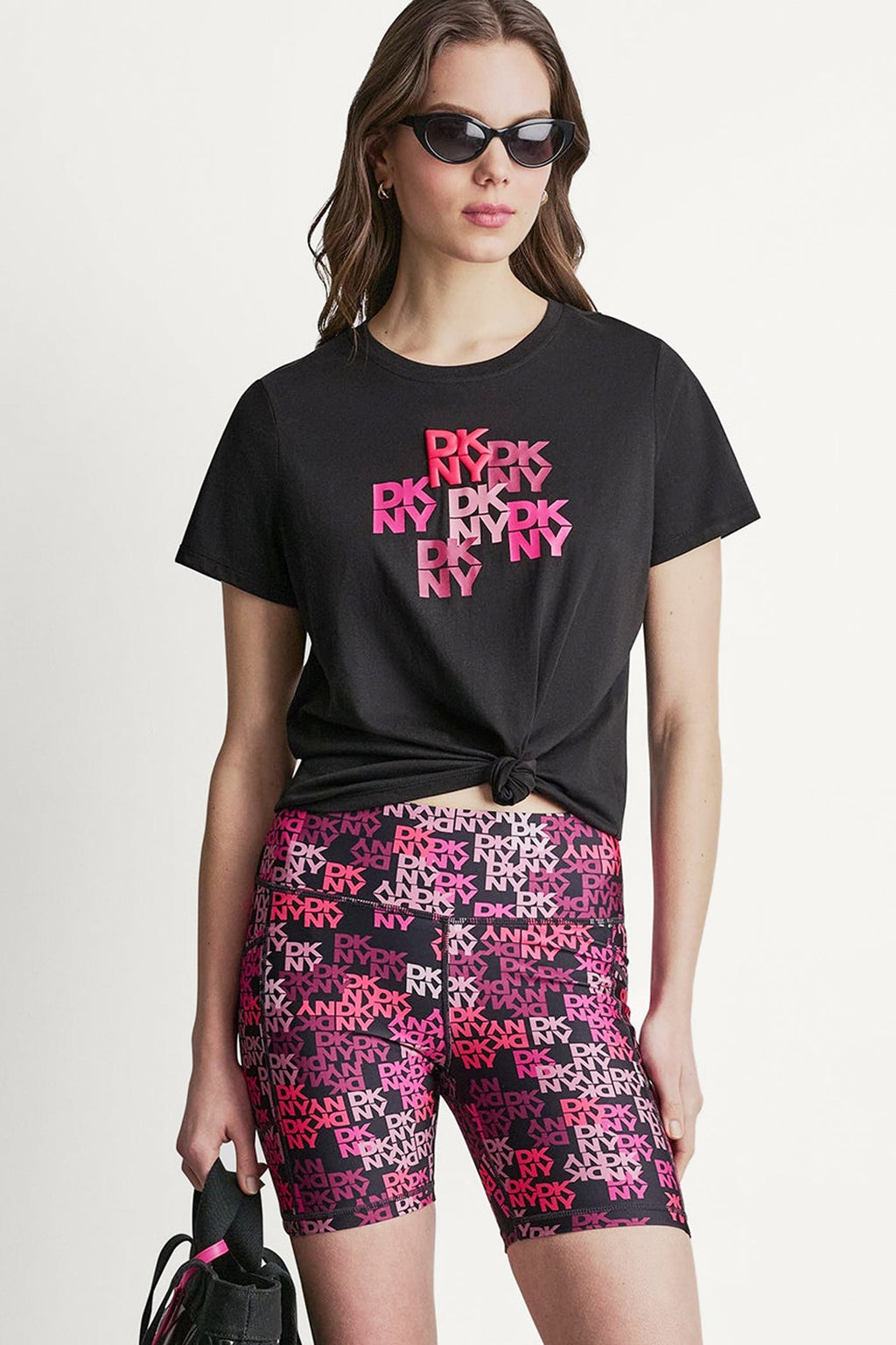 DKNY CAMO MIXED MEDIA LOGO TEE