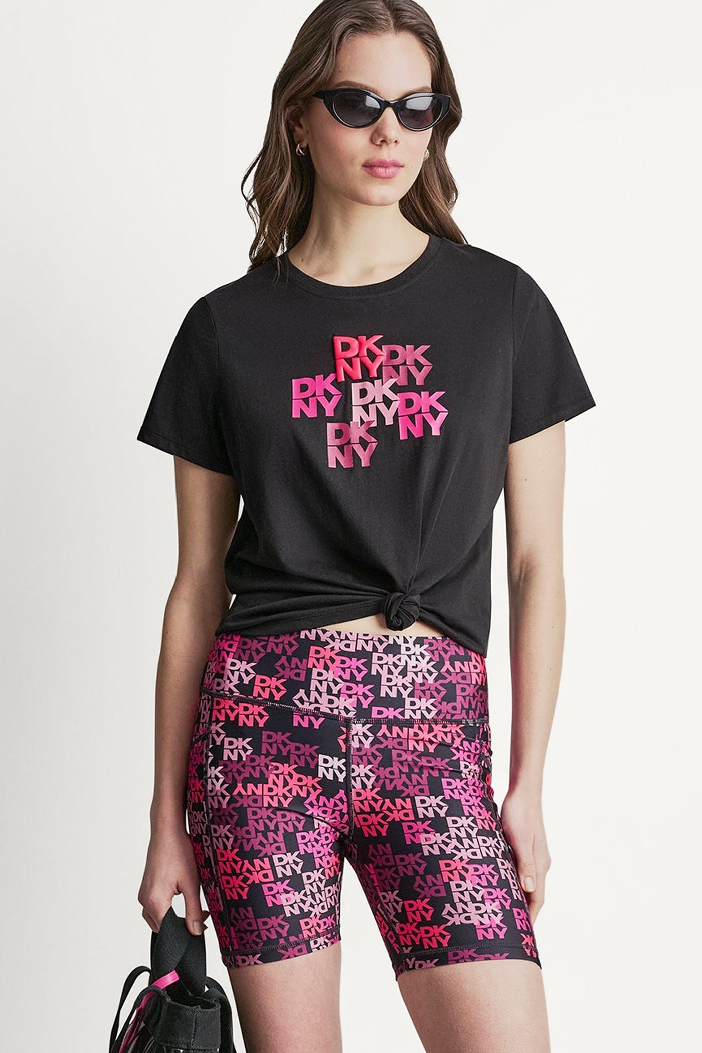 DKNY CAMO MIXED MEDIA LOGO TEE