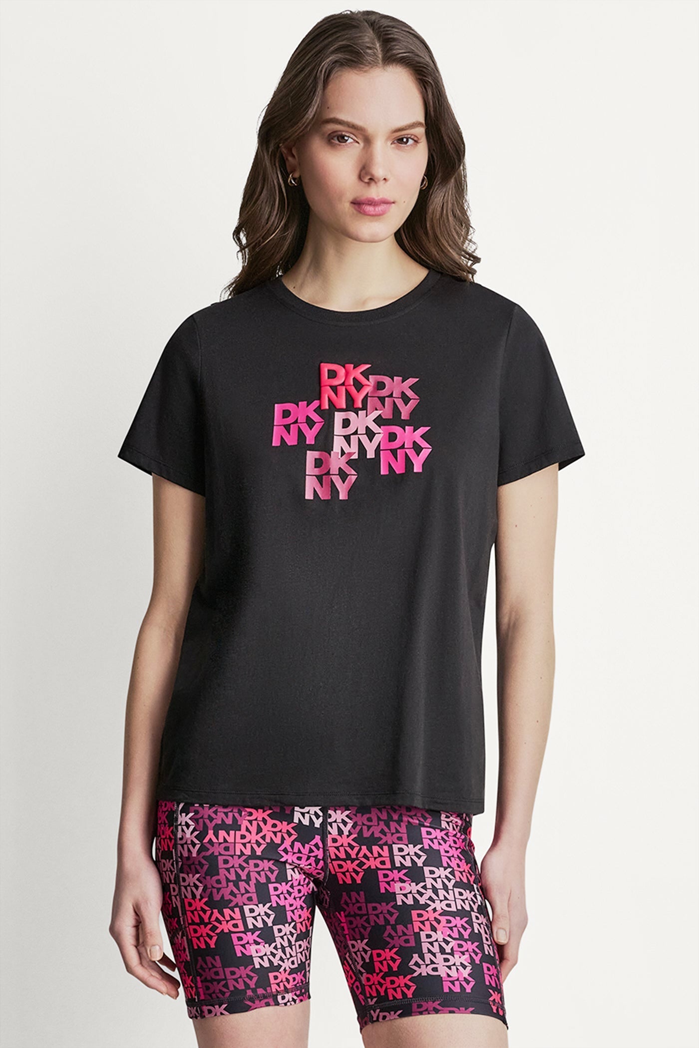 DKNY CAMO MIXED MEDIA LOGO TEE