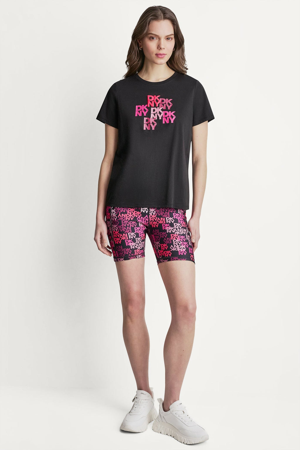 DKNY CAMO MIXED MEDIA LOGO TEE