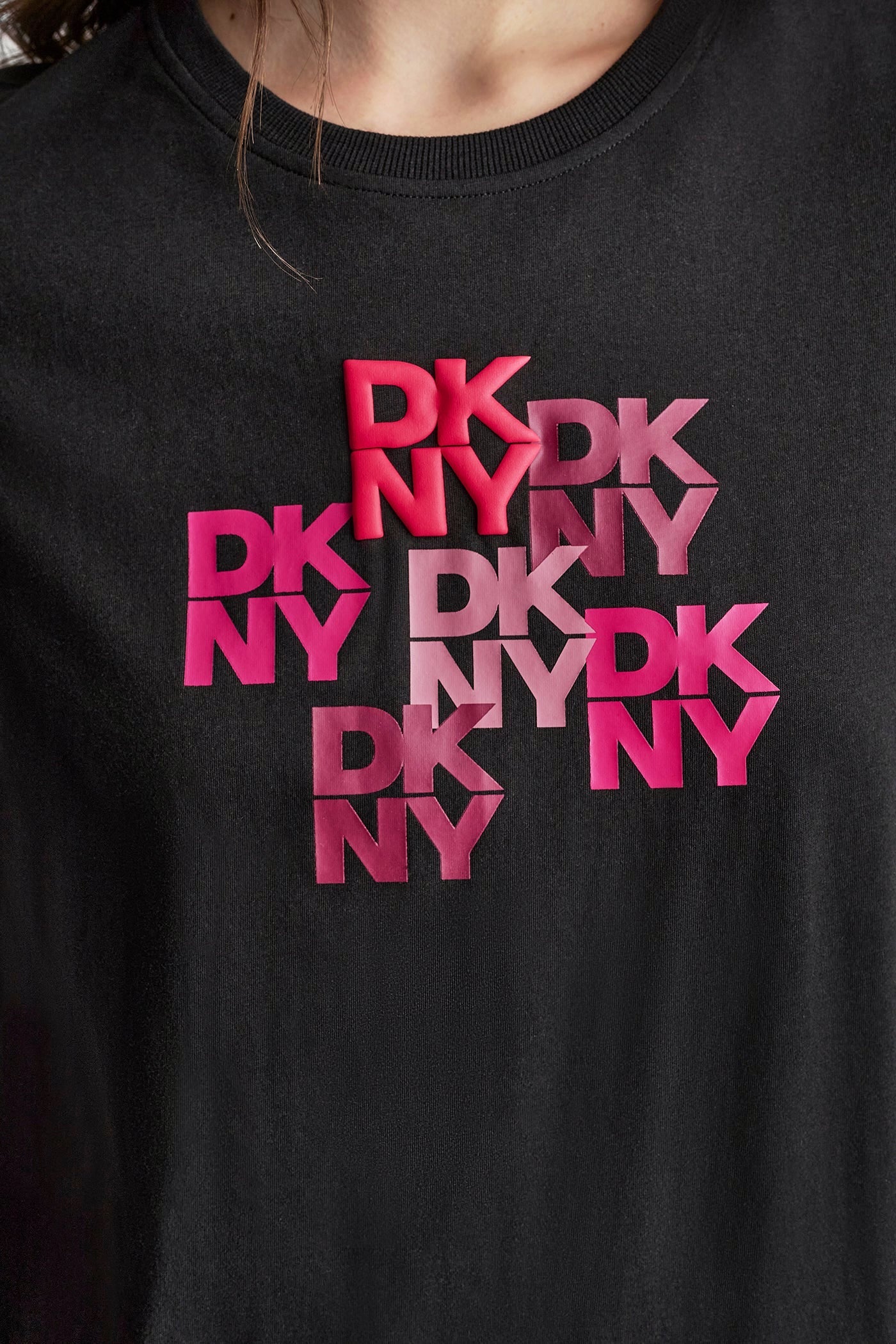DKNY CAMO MIXED MEDIA LOGO TEE