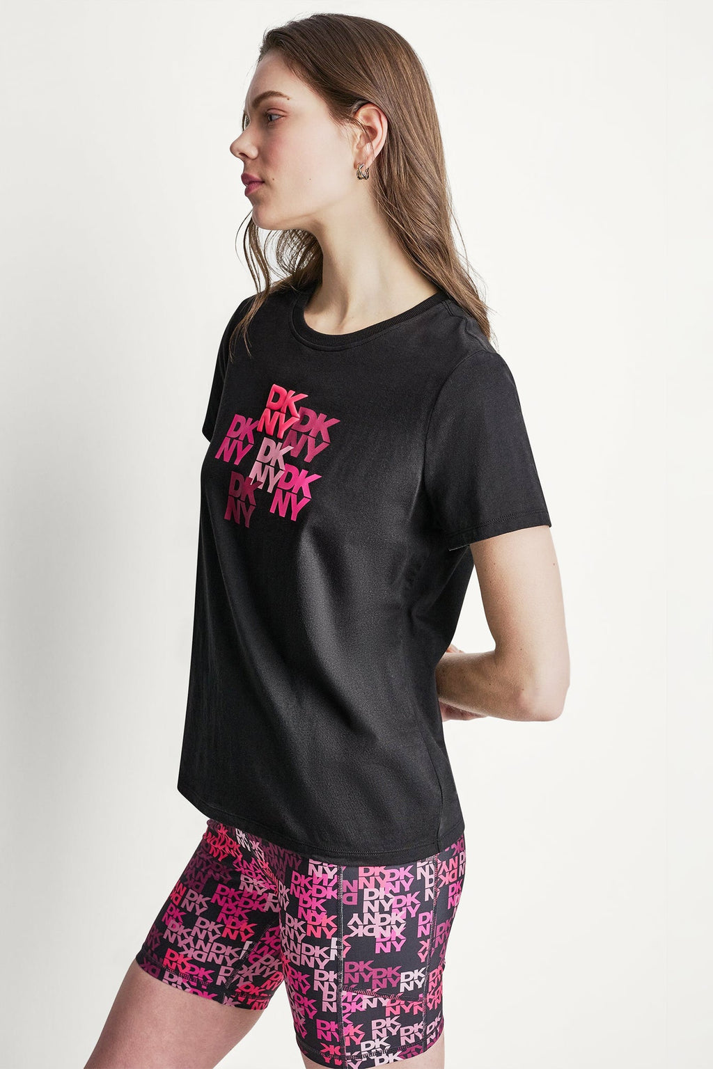 DKNY CAMO MIXED MEDIA LOGO TEE