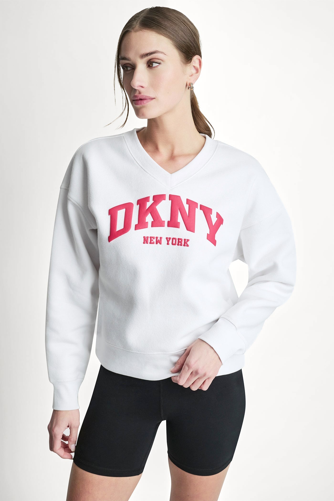 PUFF VARSITY LOGO V-NECK PULLOVER