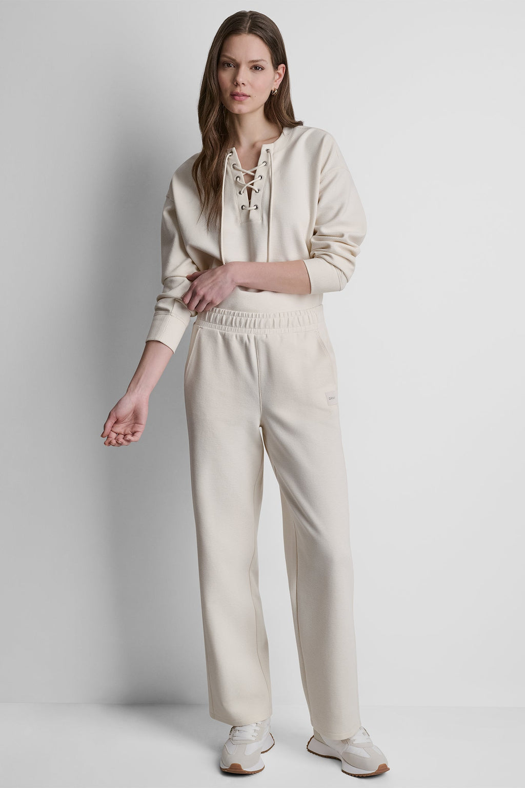 HIGH-RISE RIB TRACK PANTS